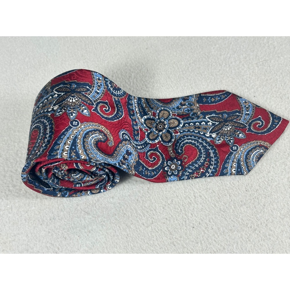 Ketch Classics Necktie Mens OS Red Paisley Formal Preppy